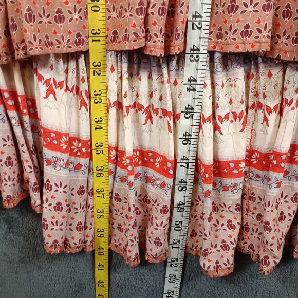 Nightcap Clothing Maxi Dress Women Small Red Off Shoulder Lace Ruffle Festival - Picture 5 of 7